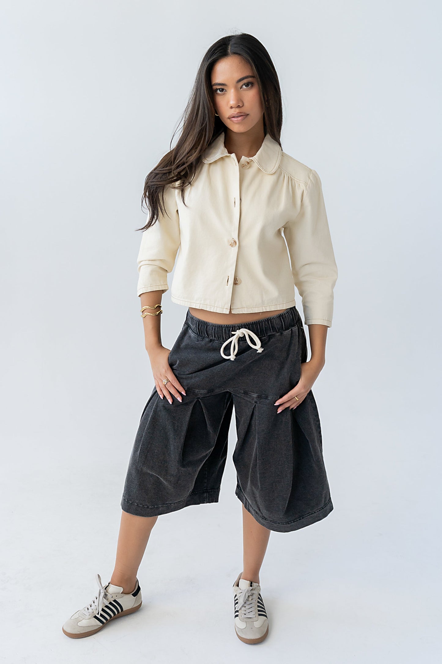 Cece Pleated Denim Jacket