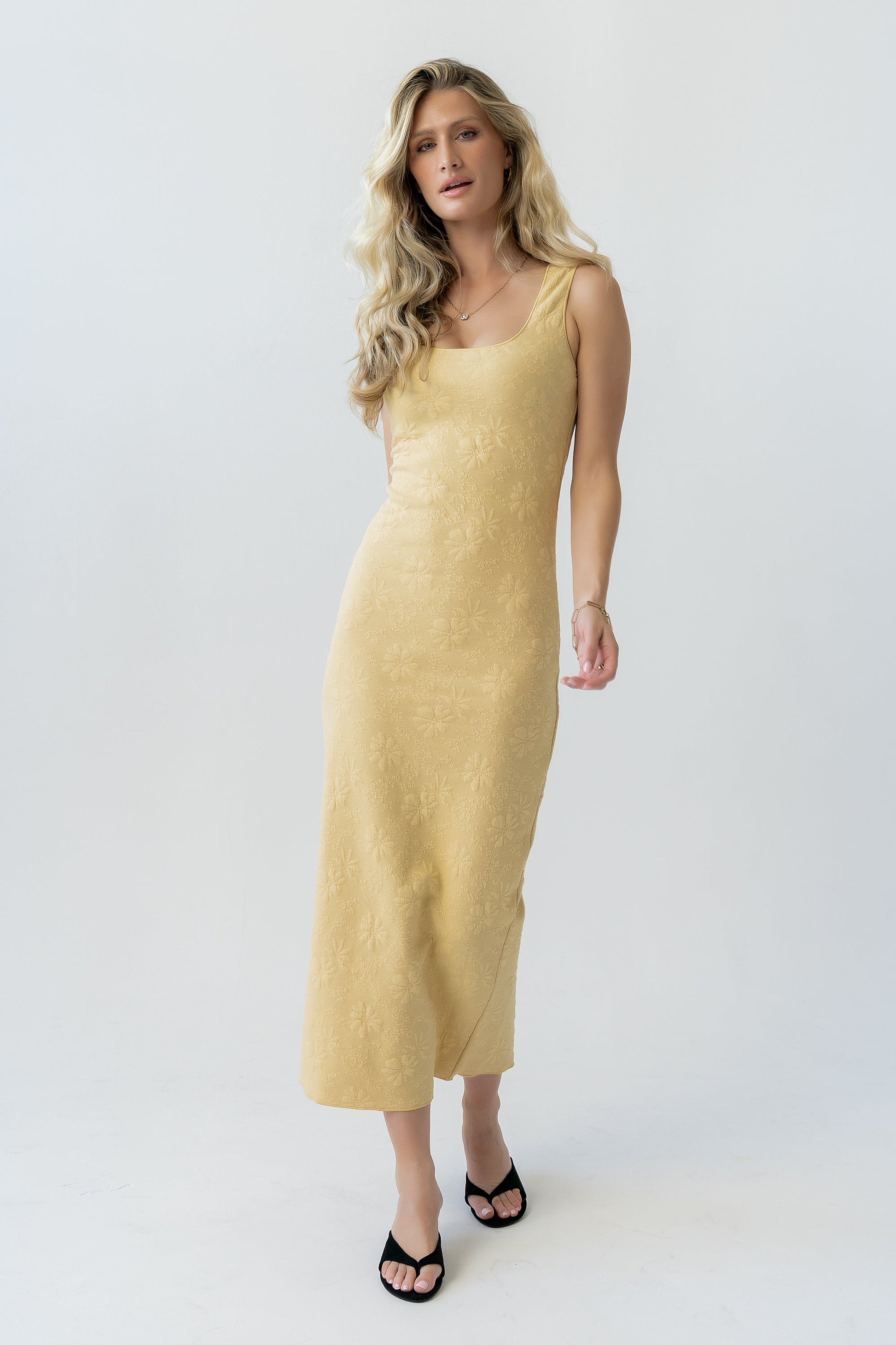Melissa Textured Maxi Dress in Yellow