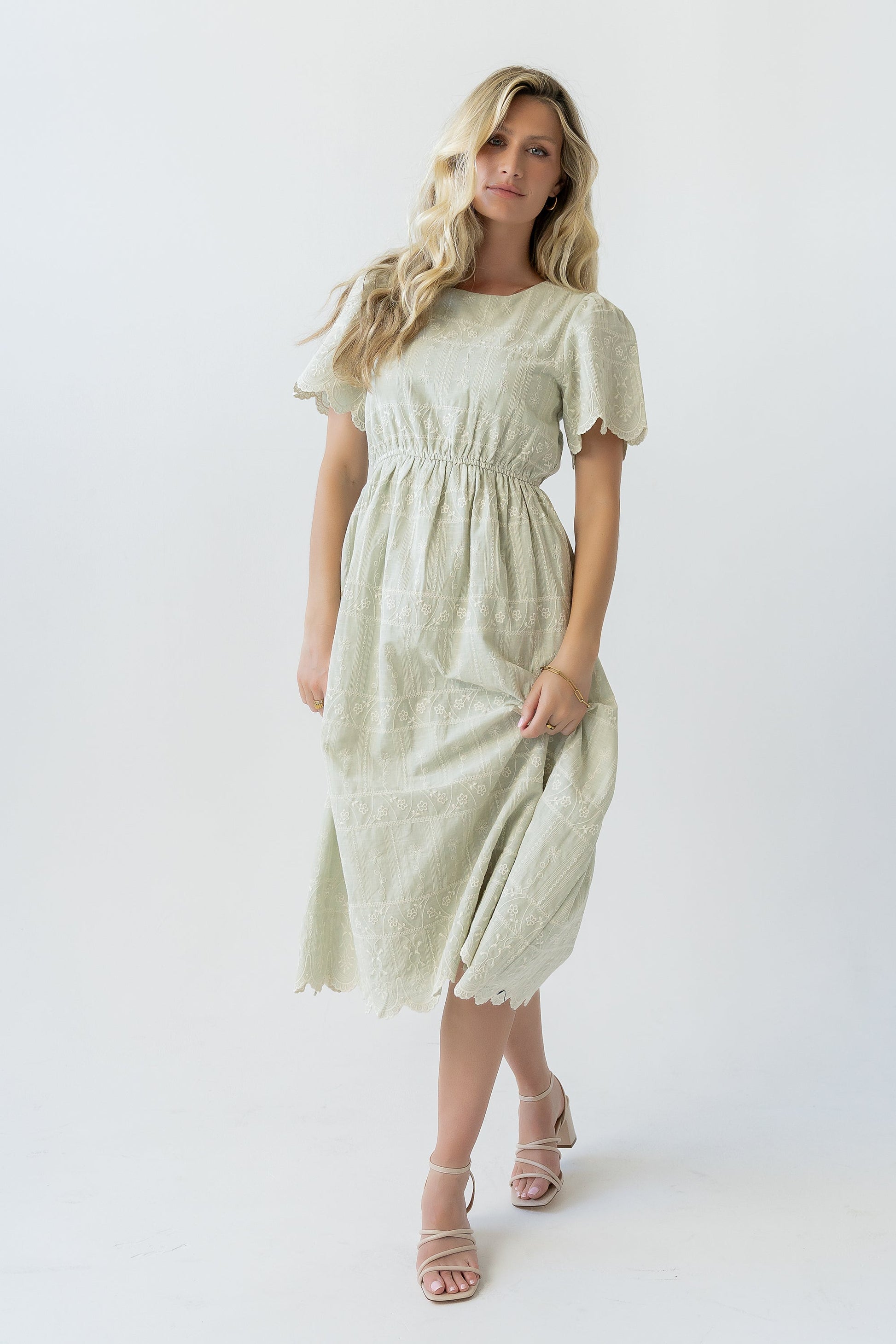 Scotty Embroidered Midi Dress