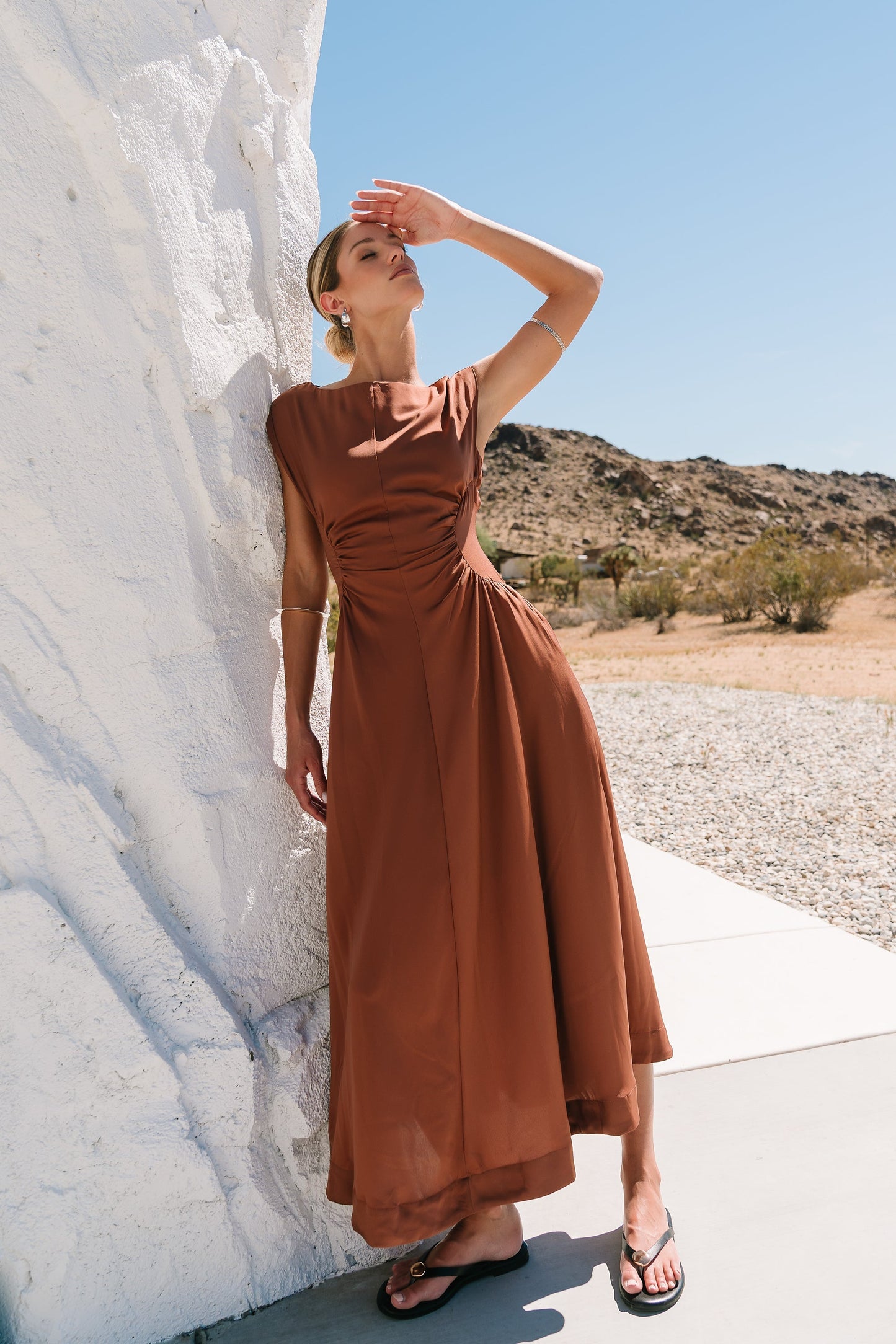 Nora Midi Dress in Terracotta