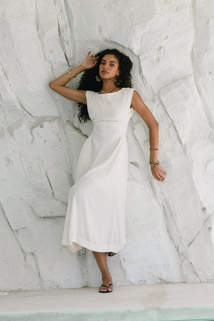 Nora Midi Dress in Ivory