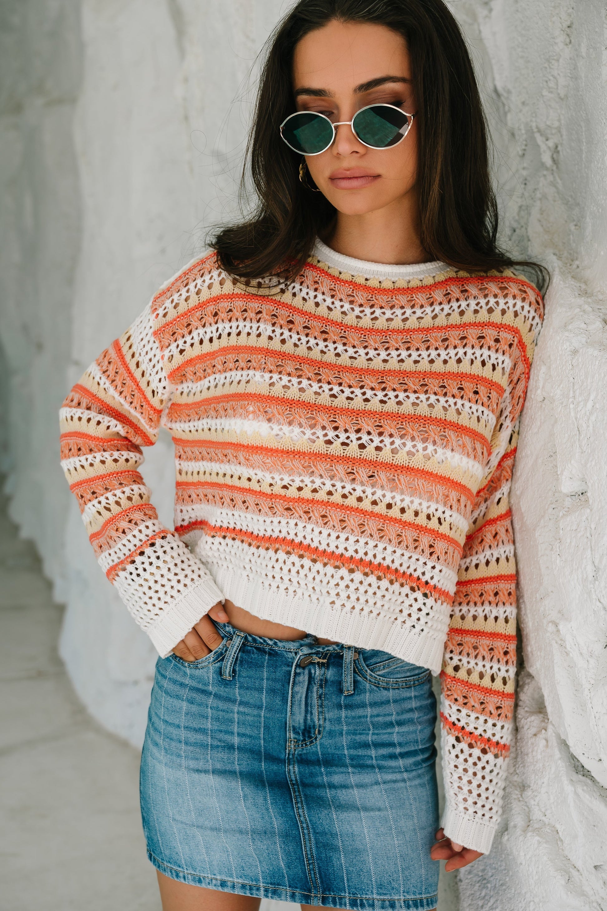 Alder Striped Denim Mini Skirt