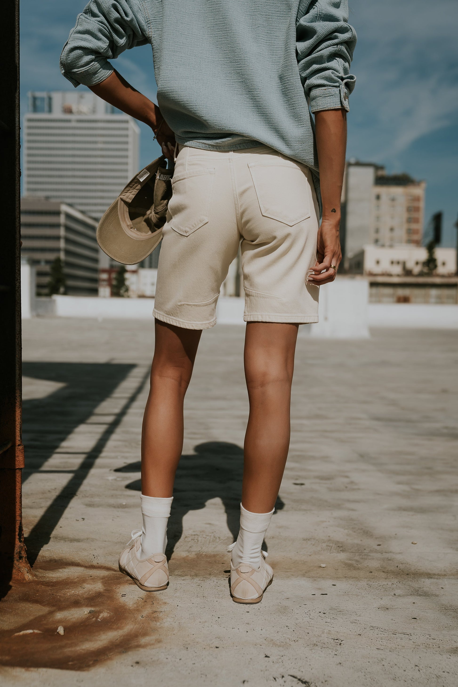 Layla Denim Shorts in Cream