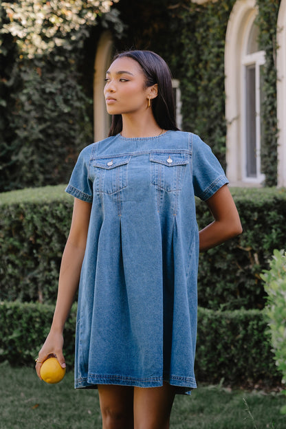 Zalara Denim Baby Doll Dress