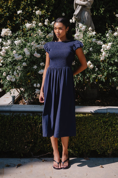 Harshell Smocked Midi Dress