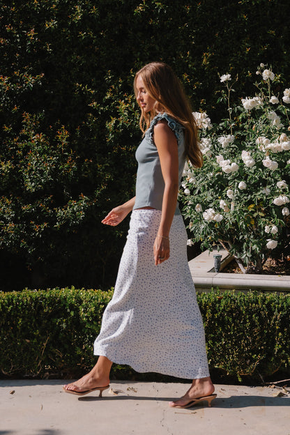 Moxie Floral Maxi Skirt in Off White