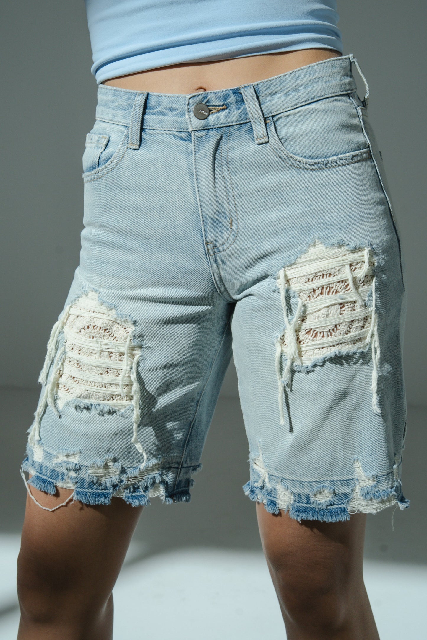Cashe Distressed Bermuda Shorts