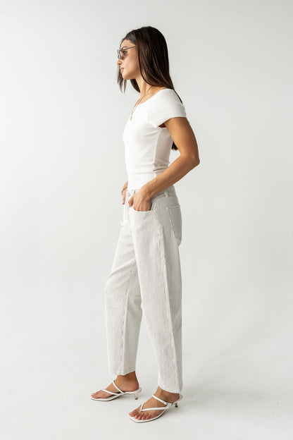 Tilly Striped Barrel Jeans