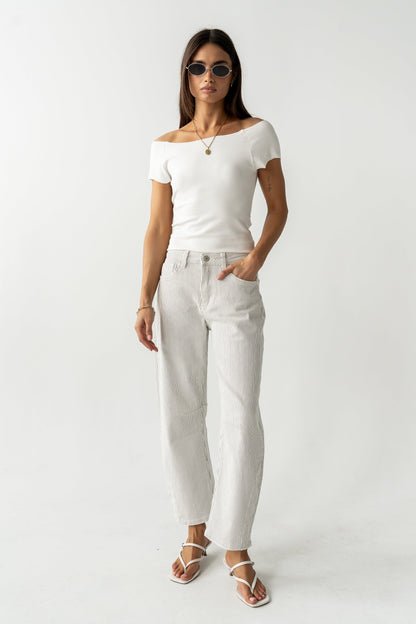 Tilly Striped Barrel Jeans