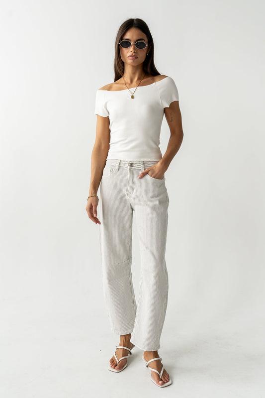 Tilly Striped Barrel Jeans