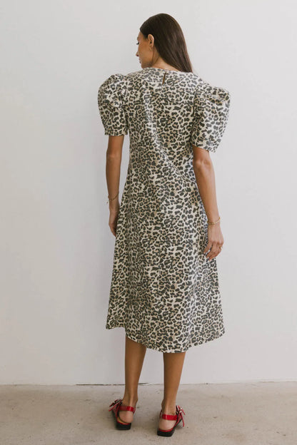 Campbell Denim Dress in Leopard - FINAL SALE