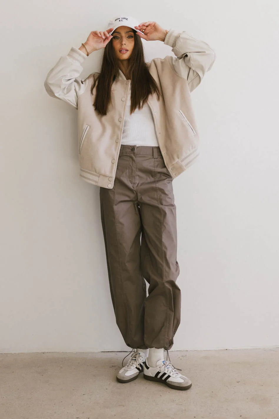 Call The Shots Varsity Jacket in Mocha - FINAL SALE