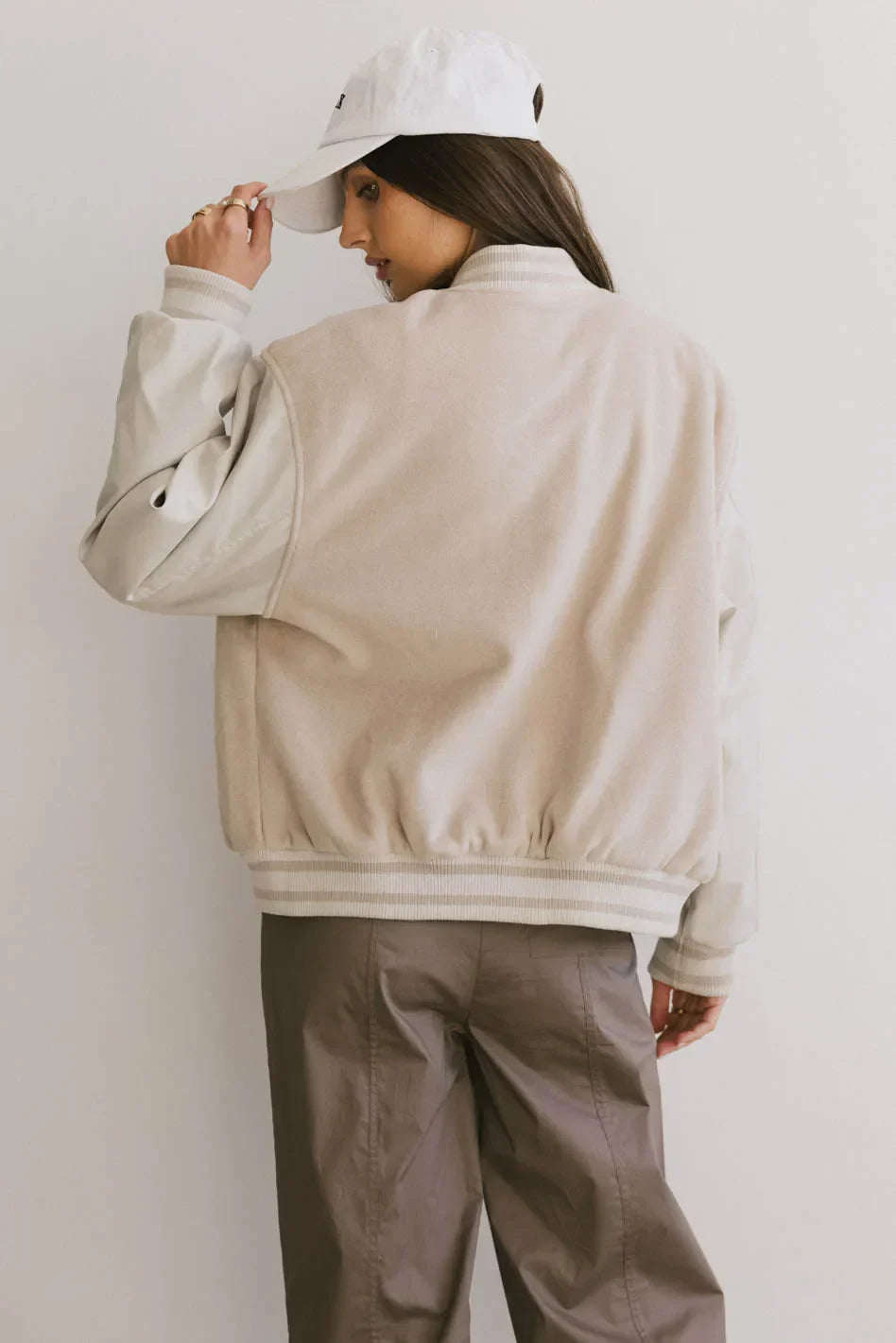 Call The Shots Varsity Jacket in Mocha - FINAL SALE