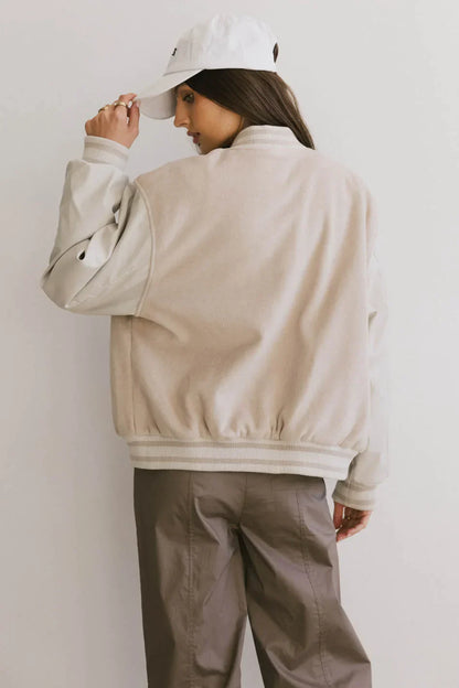 Call The Shots Varsity Jacket in Mocha - FINAL SALE