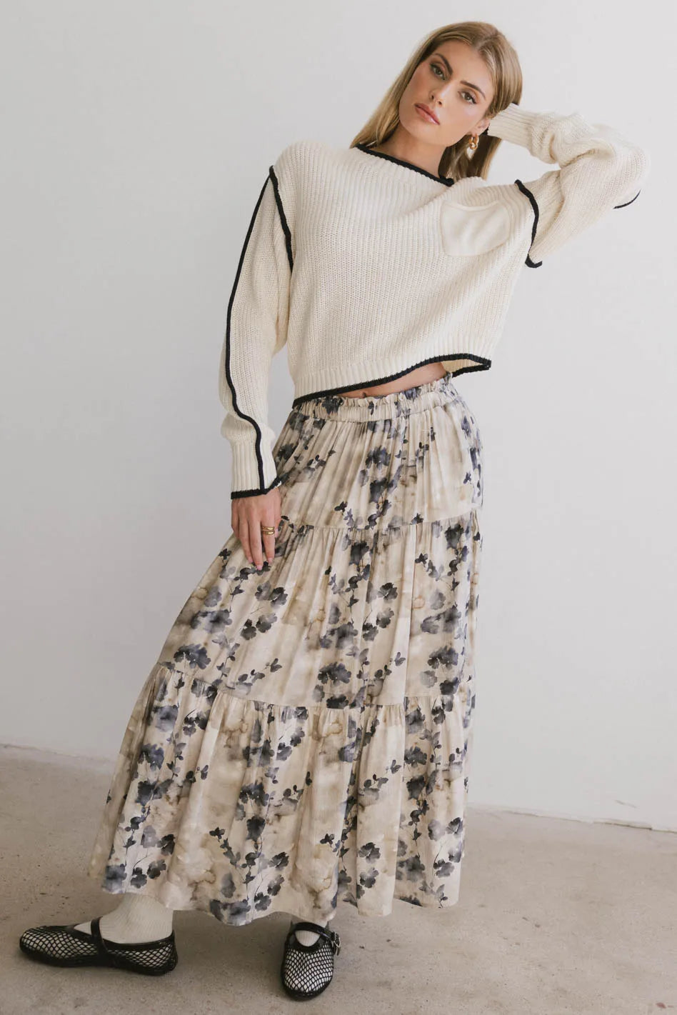 Maxine Floral Skirt in Blue - FINAL SALE