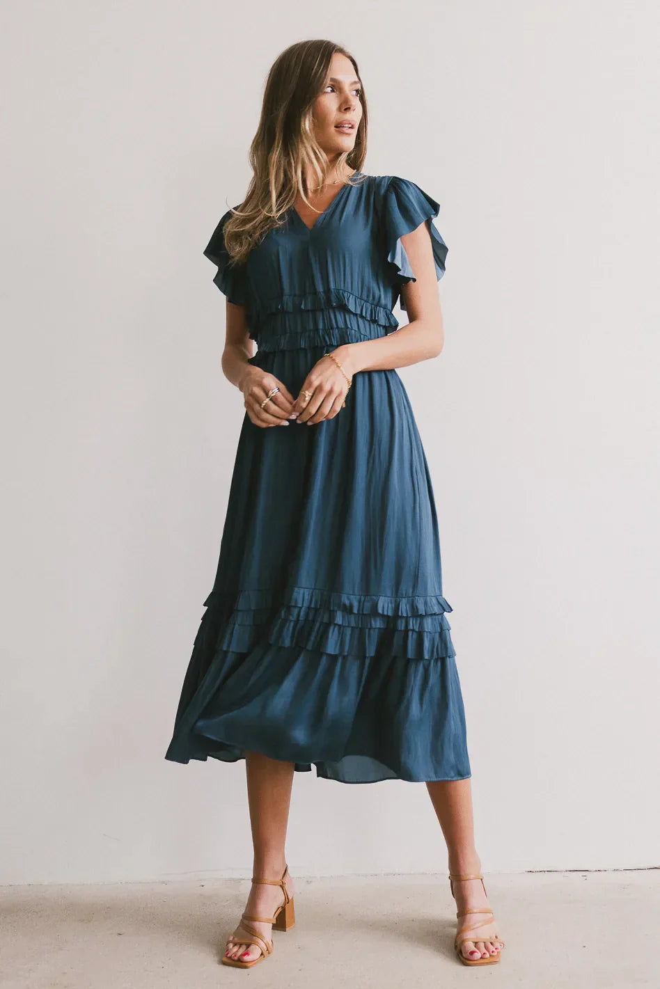 Willa Ruffle Dress in Teal - FINAL SALE