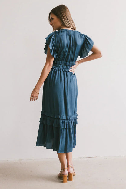 Willa Ruffle Dress in Teal - FINAL SALE
