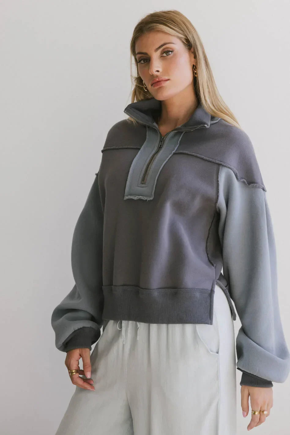 Zeya Half Zip Sweatshirt in Blue - FINAL SALE