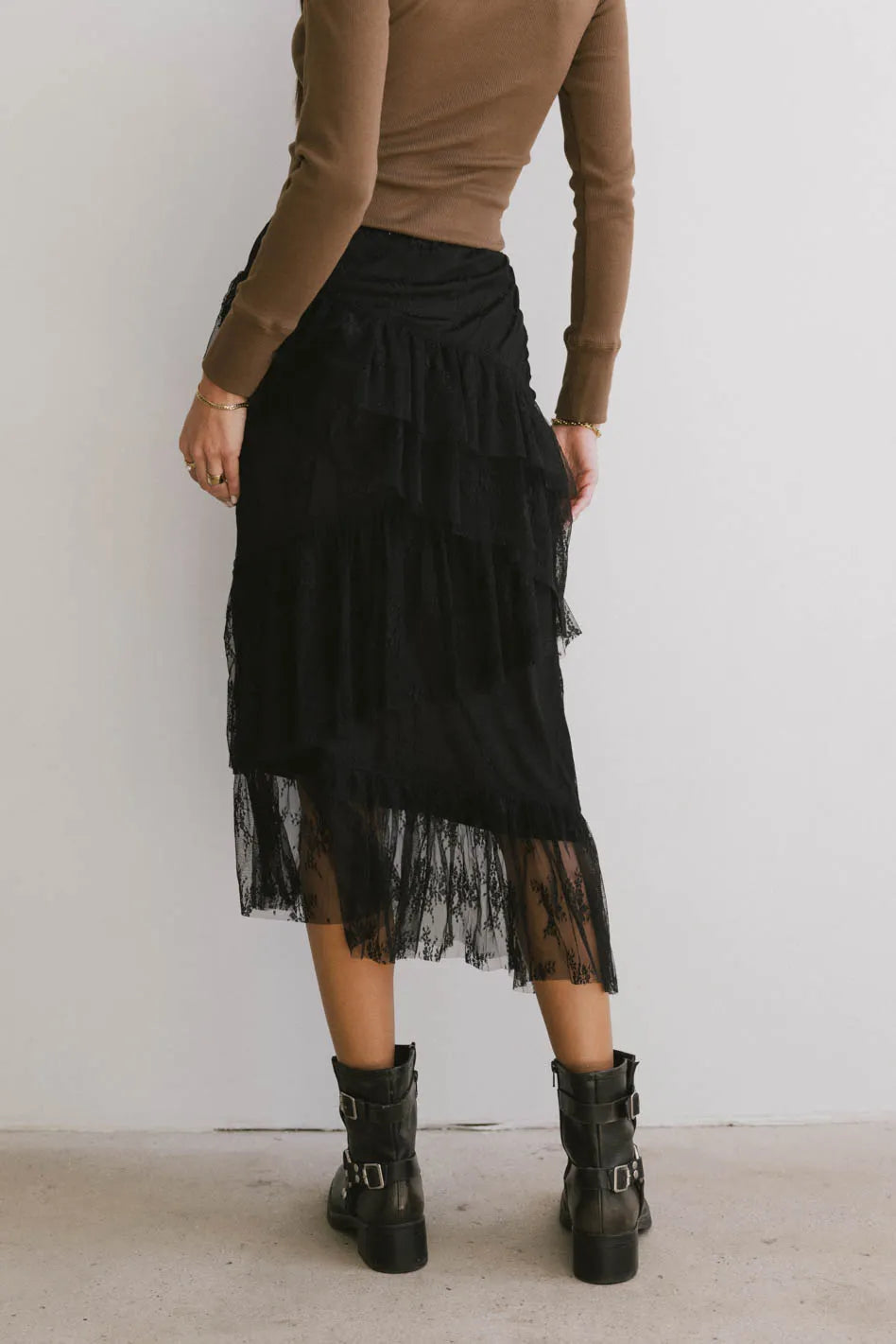 Where I Belong Midi Skirt in Black - FINAL SALE