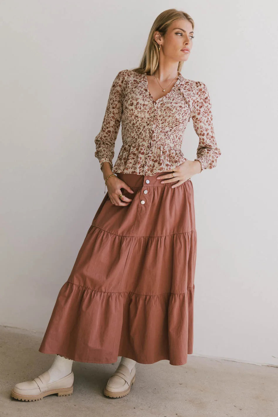 Luna Tiered Maxi Skirt in Mauve - FINAL SALE