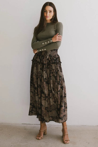 Lonnie Button Sleeve Sweater in Green - FINAL SALE