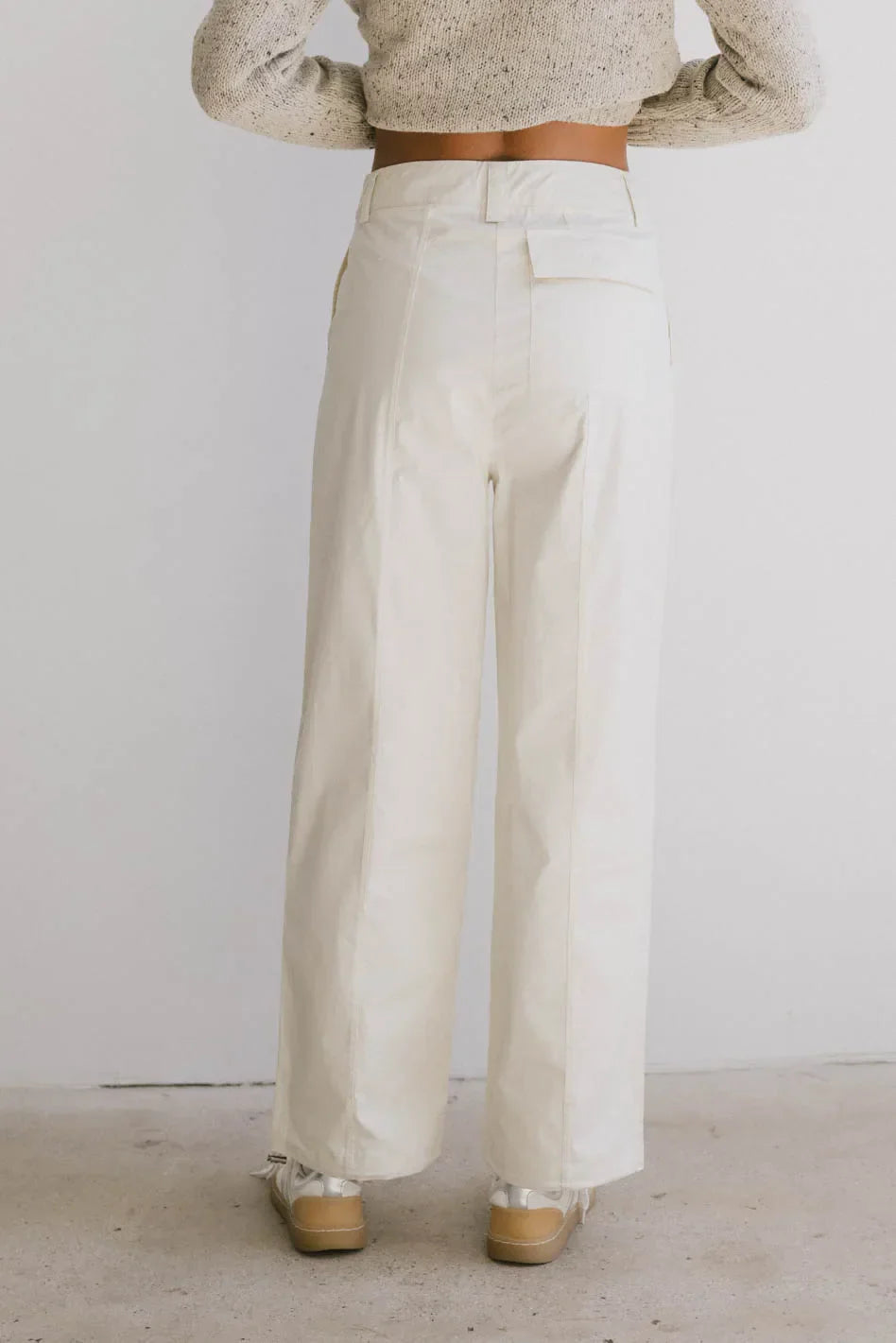 Frank and Oak Emma Wide Leg Pant in Cream - FINAL SALE