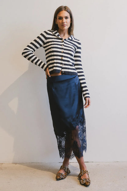 Frankie Asymmetrical Skirt in Navy - FINAL SALE