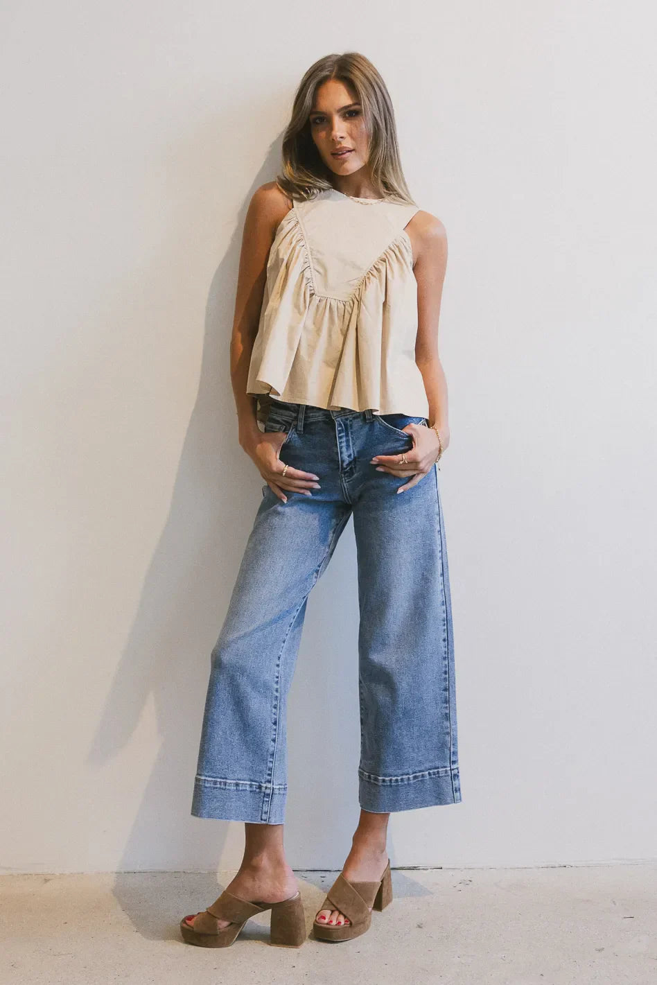 Anselle Swing Blouse in Taupe - FINAL SALE