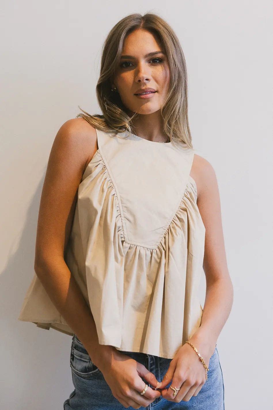 Anselle Swing Blouse in Taupe - FINAL SALE