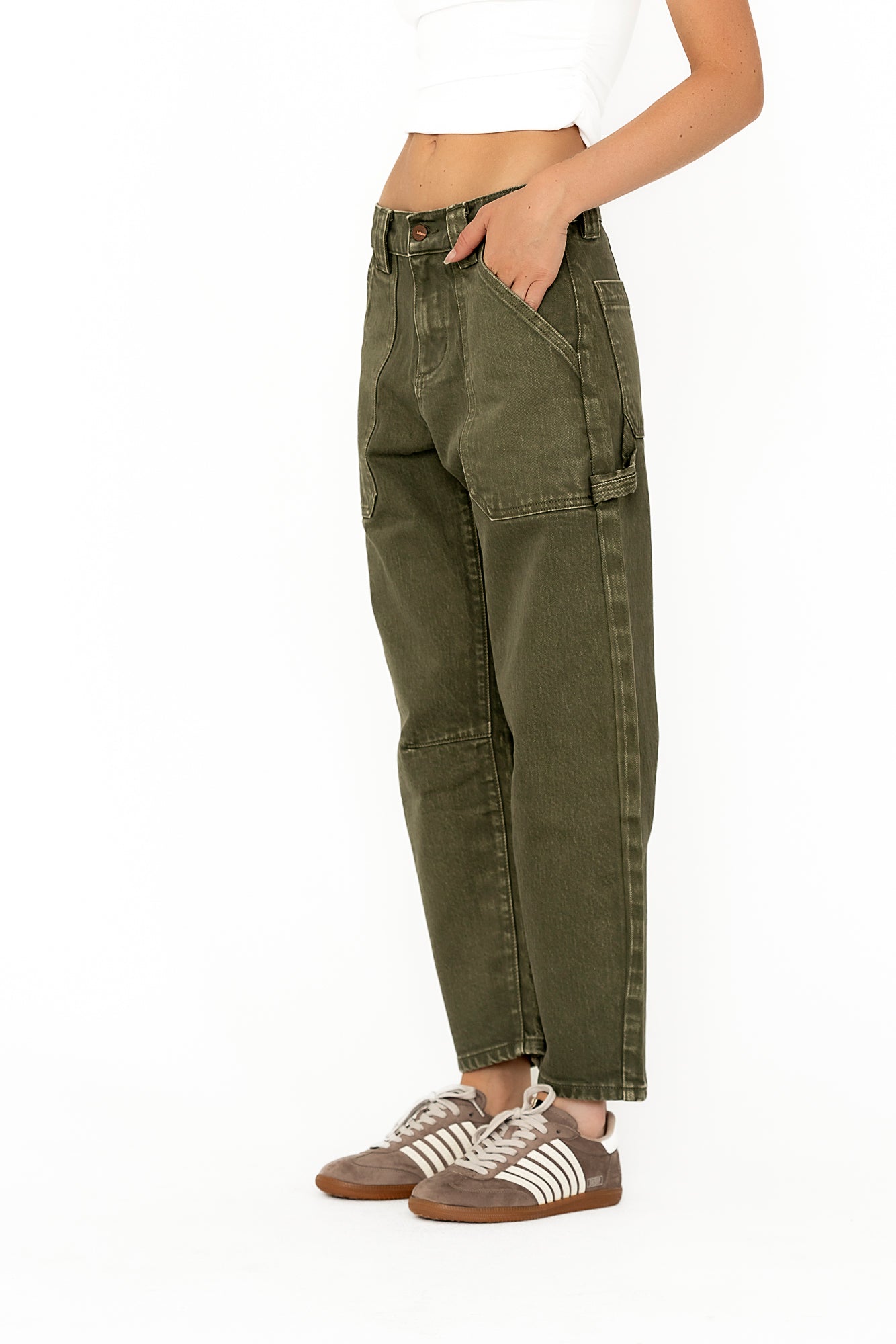 Scottie Barrel Jeans in Olive - FINAL SALE