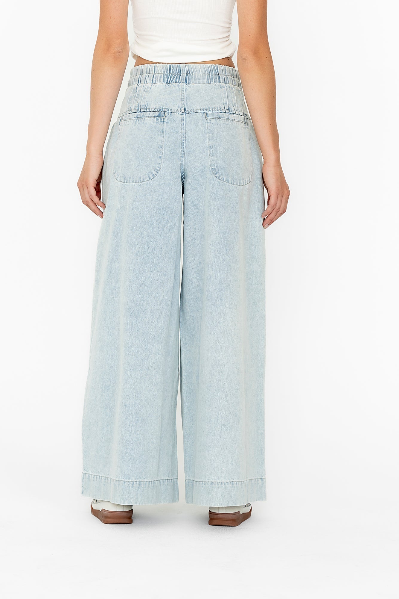 Melanie Wide Leg Pants in Light Wash - FINAL SALE