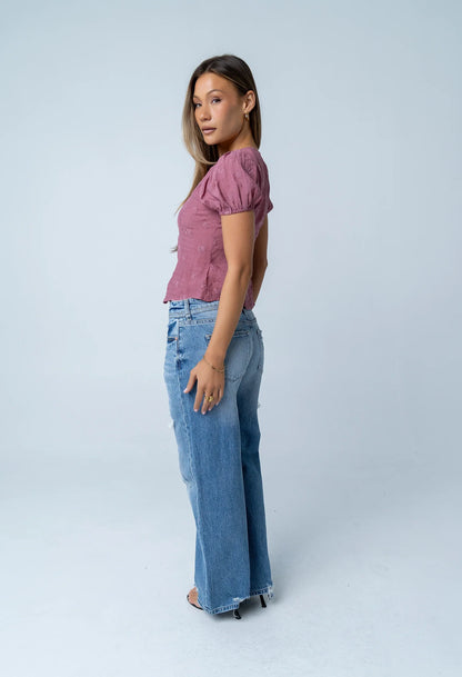 Brianna Embroidered Blouse in Brick