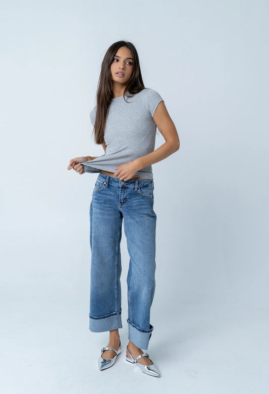Asher Ribbed top in Heather Grey