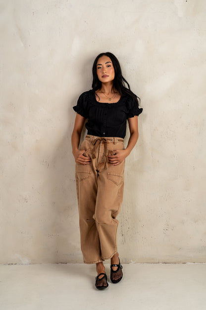 Jocelyn Barrel Jeans in Rust - FINAL SALE