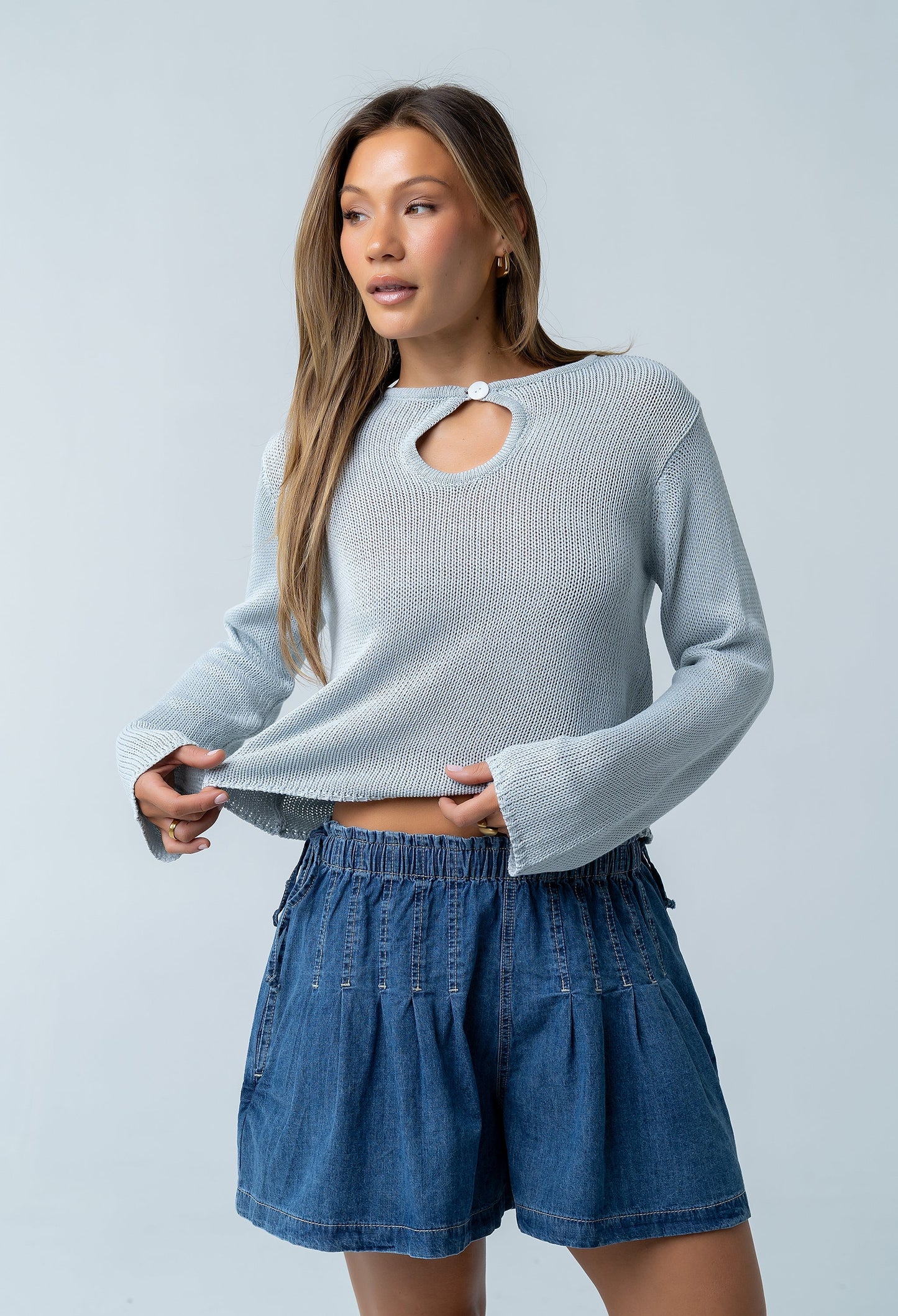 Reika Pleated Denim Shorts