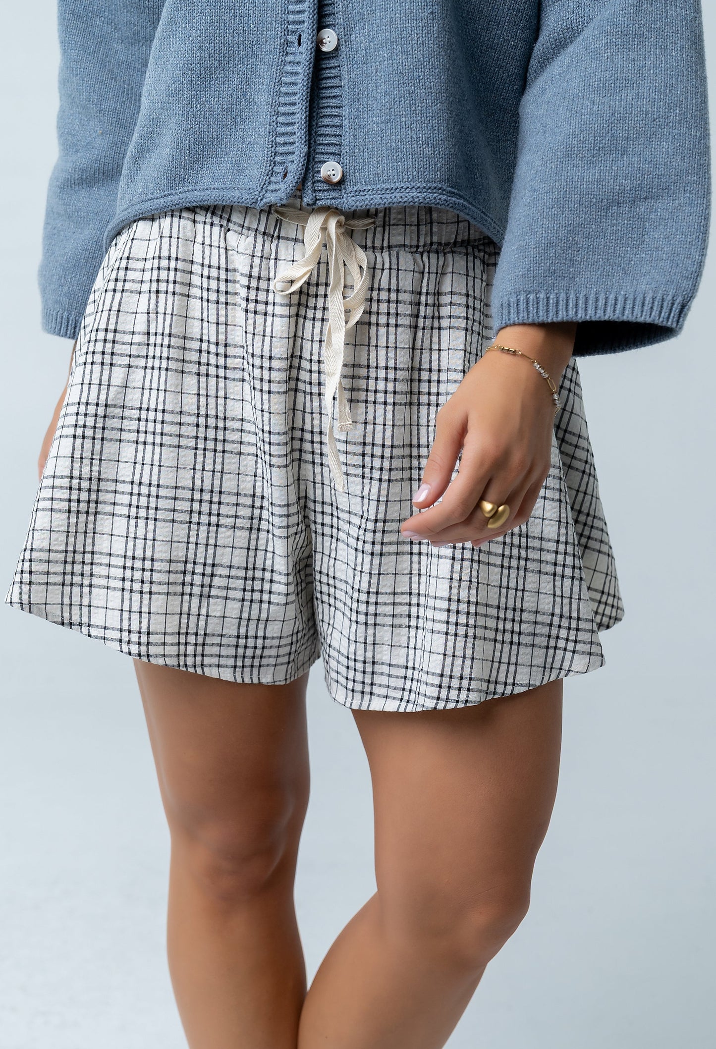 Katherine Plaid Shorts in Black