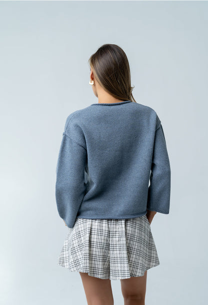 Carlie Knit Cardigan in Light Blue