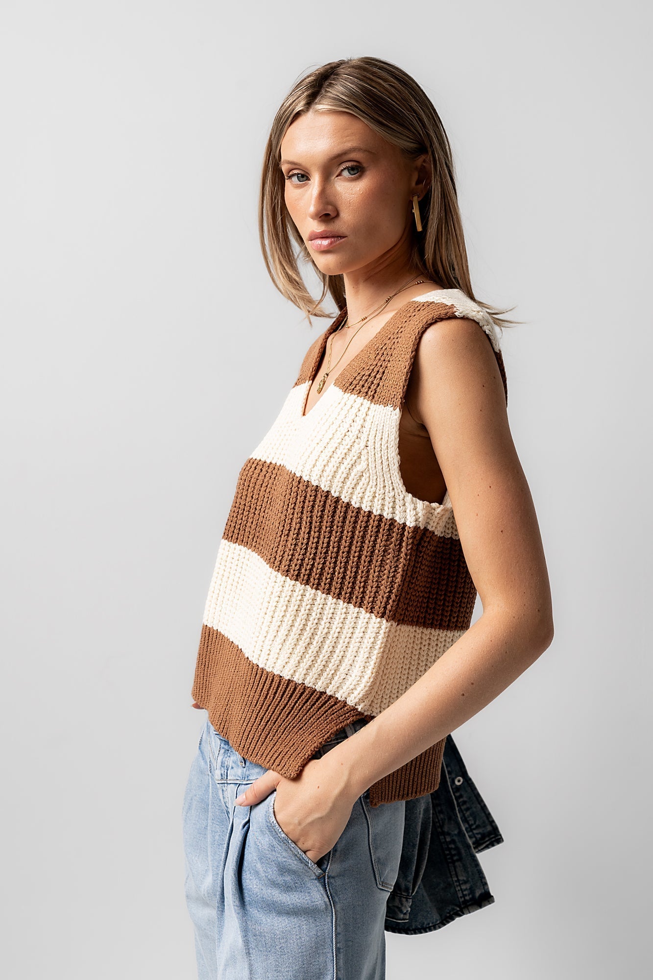 Yasmin Striped Sweater in Camel - FINAL SALE