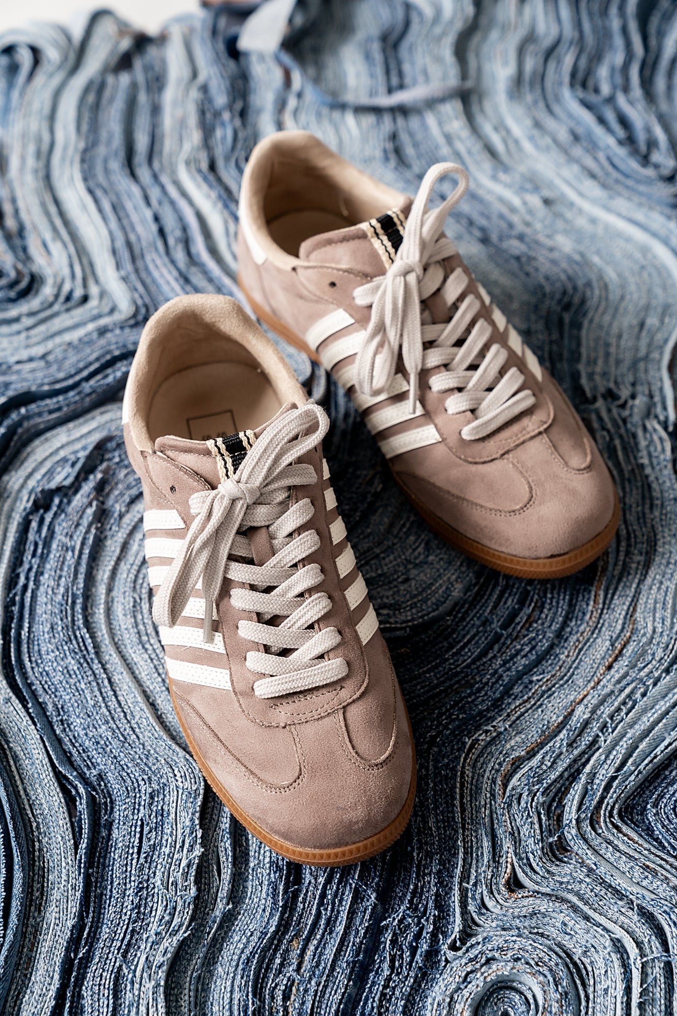 Stevie Striped Sneaker in Taupe - FINAL SALE