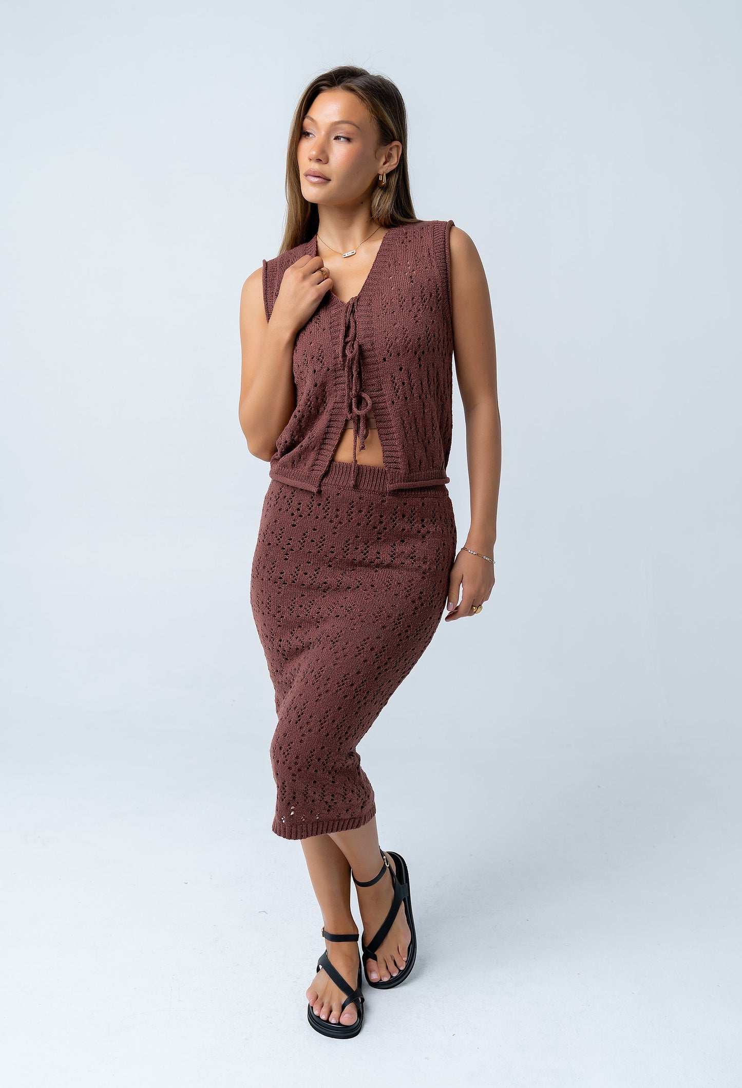 Joana Knit Vest in Marsala