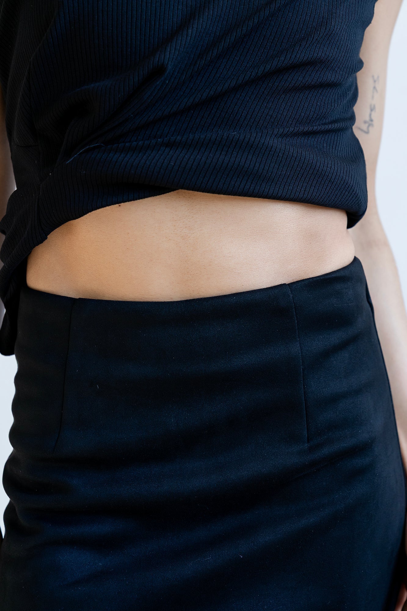 Fér Böhme Zipper Back Suede Skirt in Black - FINAL SALE