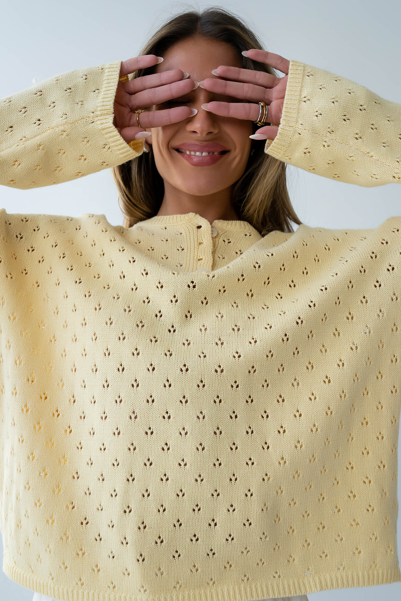 Margot Pointelle Sweater in Butter Yellow - FINAL SALE