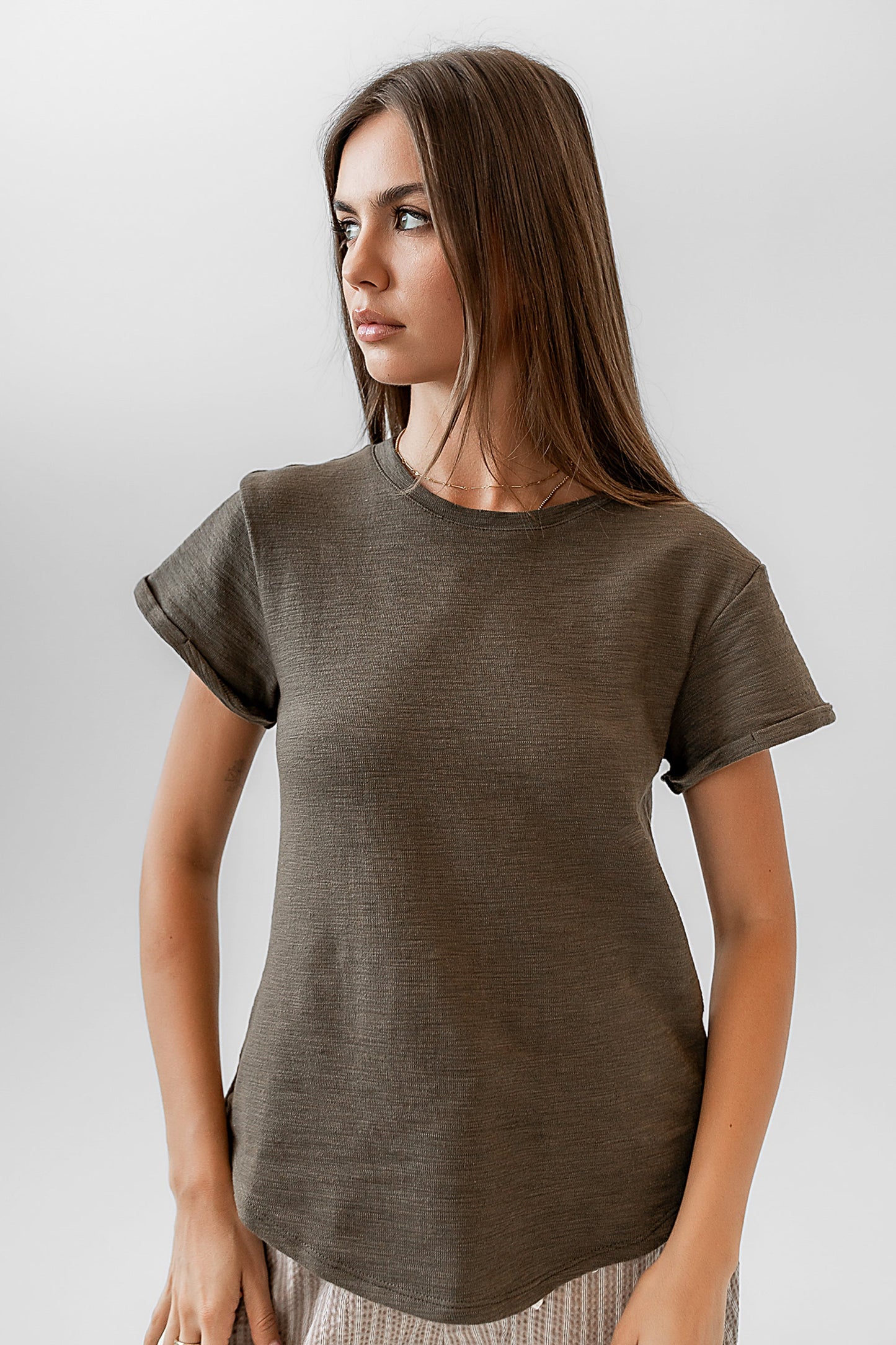 Selena Rolled Sleeve Shirt in Olive - FINAL SALE