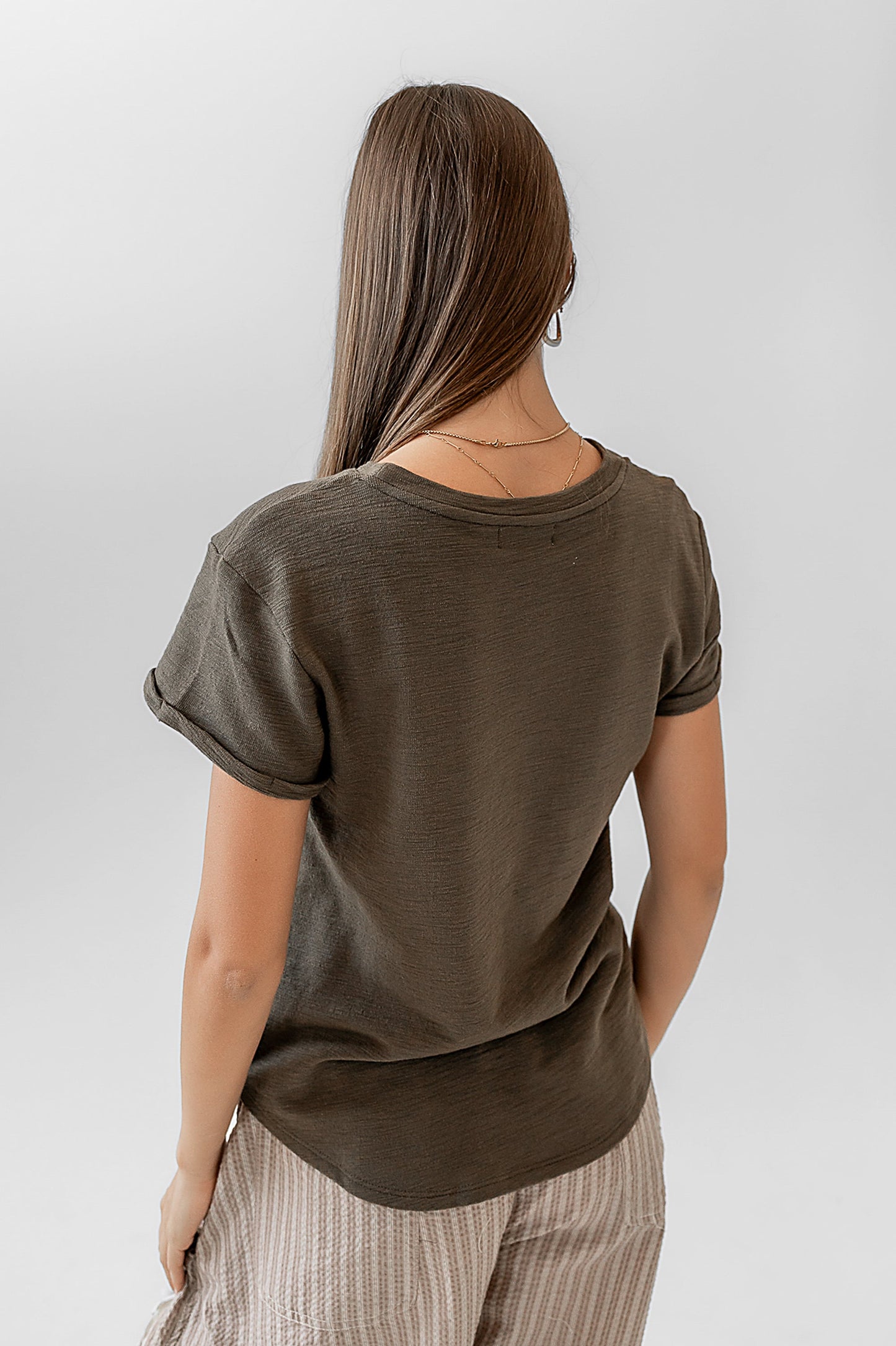Selena Rolled Sleeve Shirt in Olive - FINAL SALE
