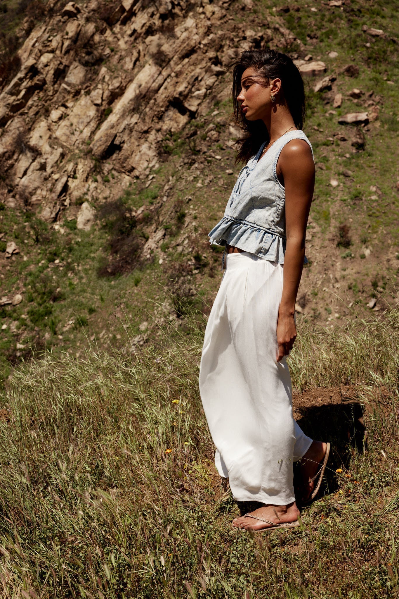 Kiaan Baggy Pants in White - FINAL SALE