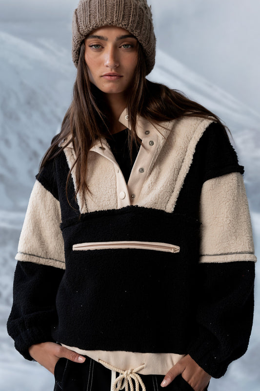 Maria Oversized Sherpa Jacket in Cream - FINAL SALE