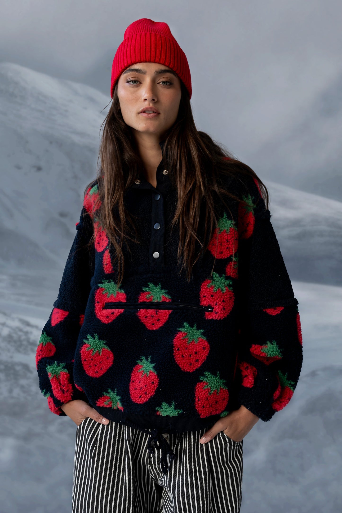 Maria Oversized Sherpa Jacket in Navy - FINAL SALE