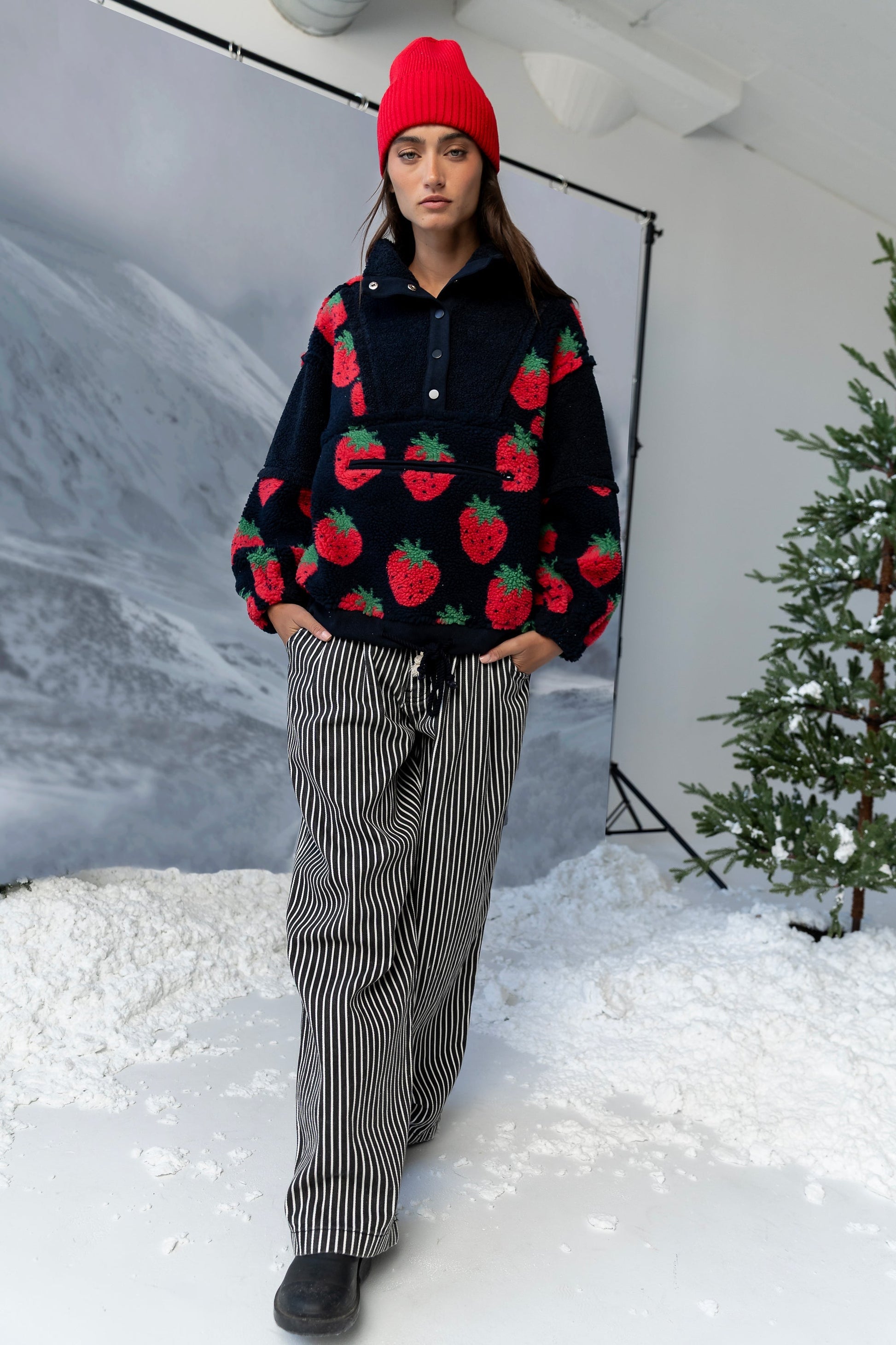 Maria Oversized Sherpa Jacket in Navy - FINAL SALE