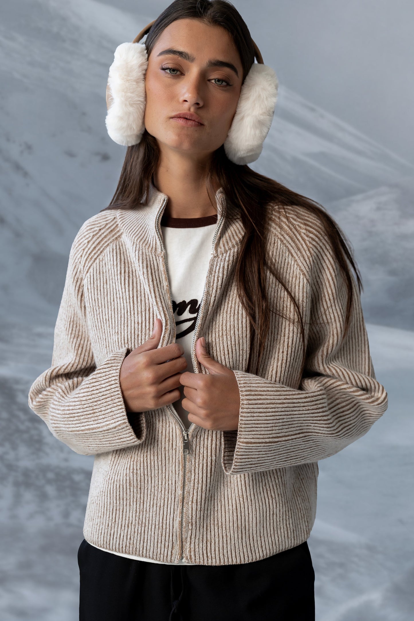 Abbie Ribbed Jacket in Taupe - FINAL SALE